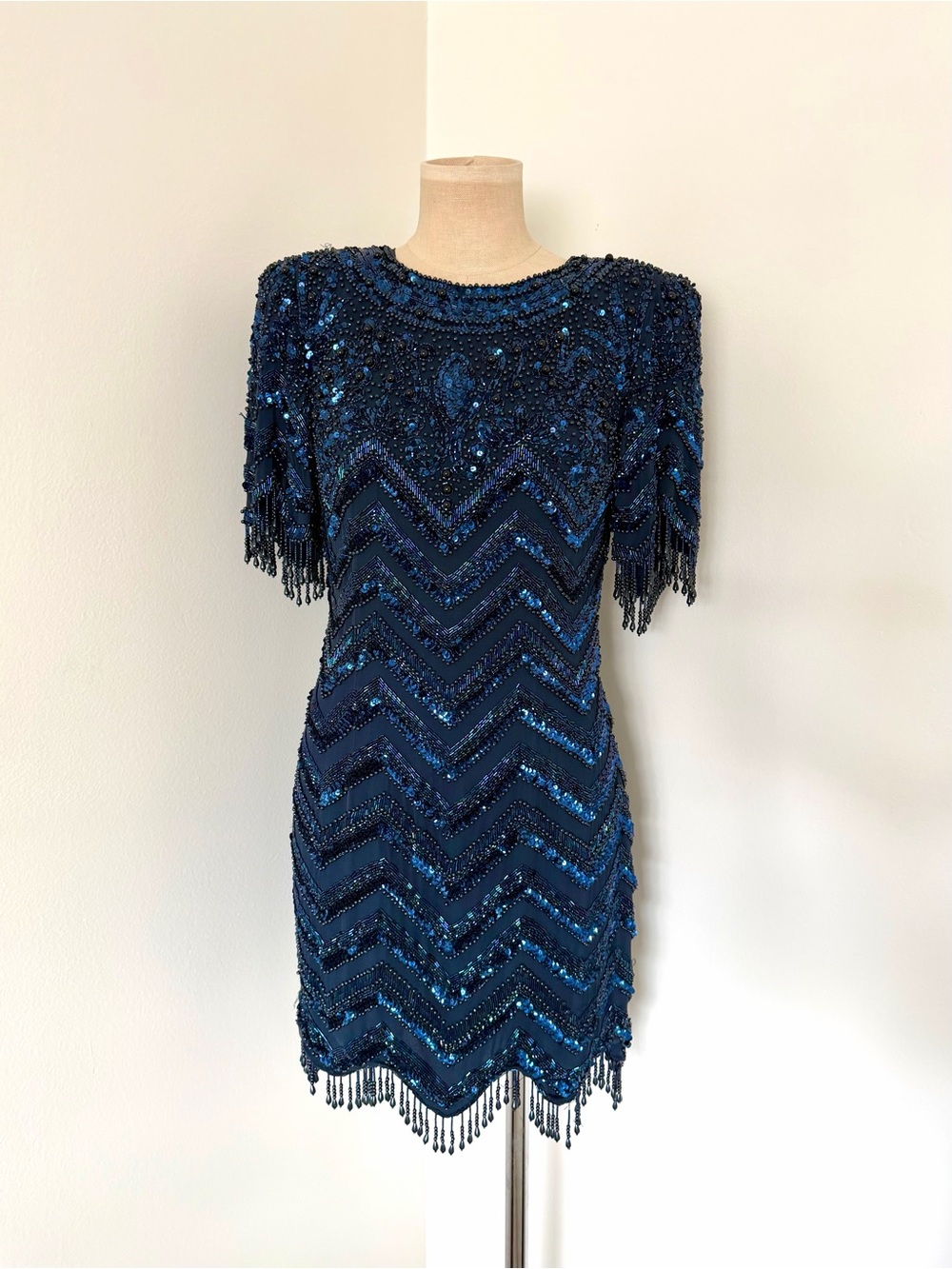 1980s Nite Line silk & beaded cocktail dress